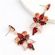 ( red)fashion colorful diamond series multilayer Alloy diamond glass diamond super fully-jewelled earrings woman occiden