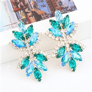 ( green)fashion colorful diamond series multilayer Alloy diamond Rhinestone flowers earrings woman occidental style supe