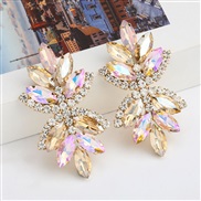 ( Gold powder)fashion colorful diamond series multilayer Alloy diamond Rhinestone flowers earrings woman occidental styl