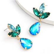 ( blue)fashion colorful diamond series multilayer Alloy diamond drop glass diamond flowers earring occidental style earr