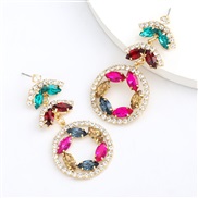 ( Color)fashion colorful diamond series creative temperament multilayer Alloy diamond Rhinestone flowers earrings woman 
