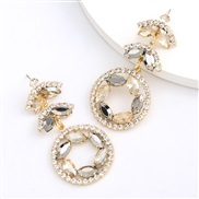 ( Gold)fashion colorful diamond series creative temperament multilayer Alloy diamond Rhinestone flowers earrings woman o