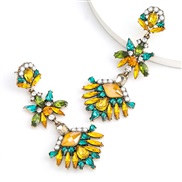 ( Yellow and green)fashion colorful diamond series multilayer Alloy diamond Rhinestone flowers earring occidental style 