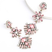 ( Pink)fashion colorful diamond series multilayer Alloy diamond Rhinestone flowers earring occidental style earrings wom