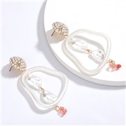 earrings creative geometry imitate Pearl resin samll earring occidental style earrings woman lovely arring