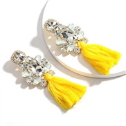 ( yellow)earrings multilayer drop Rhinestone glass diamond diamond tassel earrings occidental style arring