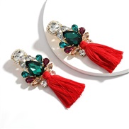 ( red)earrings multilayer drop Rhinestone glass diamond diamond tassel earrings occidental style arring