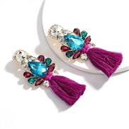 (purple)earrings multilayer drop Rhinestone glass diamond diamond tassel earrings occidental style arring