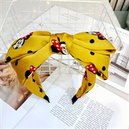( yellow)Korean style super big Double layer bow eadband  high-end width Cloth  cartoon eadband