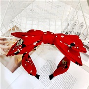 ( red)Korean style super big Double layer bow eadband  high-end width Cloth  cartoon eadband
