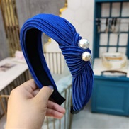 ( sapphire blue )Korean style Cloth high-end Pearl eadband  brief width  fashion all-Purpose eadband woman