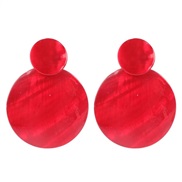 ( red)occidental style fashion wind temperament all-Purpose geometry earrings brief Round arring woman F