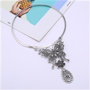 ( anti silver)occidental style retro exaggerating Alloy hollow butterfly necklace personality fashion Collar woman