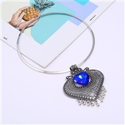 ( anti silver)occidental style ethnic style retro Collar fashion exaggerating love heart-shaped pendant personality gem 