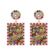 ( Color)occidental style retro square diamond earrings Bohemia exaggerating personality earring earringserring