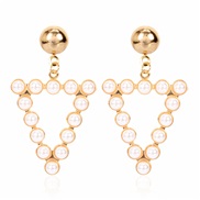 ( Gold)brief personality geometry Alloy diamond embed Pearl earrings occidental style fashion earring arring woman F