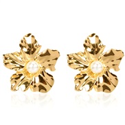 ( Gold)occidental style personality brief handmade flowers ear stud  fashion all-Purpose temperament earrings earring wo