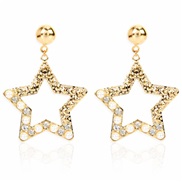 ( Gold)occidental style personality brief hollow star diamond earrings   fashion temperament all-Purpose ear stud arring
