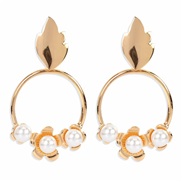 ( Gold)occidental style retro Alloy ear stud  atmospheric Metal personality brief Round earrings arring woman F