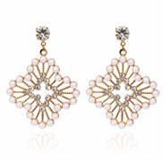 ( Gold) occidental style fashion personality imitate Pearl geometry Metal ear stud earrings woman errings F