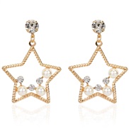 ( Gold)occidental style fashion temperament imitate Pearl  Alloy all-Purpose earrings  personality exaggerating arring w
