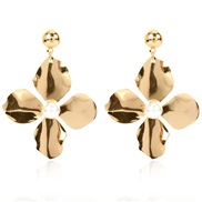 ( Gold)occidental style atmospheric Metal personality brief earrings  retro Alloy flowers ear stud arring woman F
