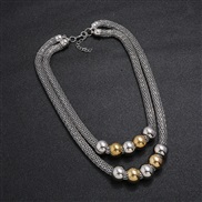 ( Silver)occidental style Double layer chain necklace clavicle chain sweater chain