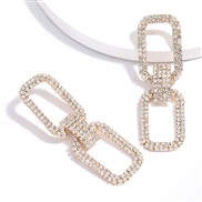( Gold)occidental style wind personality buckle Alloy Rhinestone diamond earrings woman retro super geometry Earring