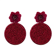 ( red)new handmade beads earrings  occidental style fashion Street Snap same style ear stud Earring