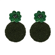 ( green)new handmade beads earrings  occidental style fashion Street Snap same style ear stud arring