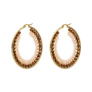 ( Gold)occidental style exaggerating Round Alloy beads earrings woman fashion all-Purpose ear studins wind