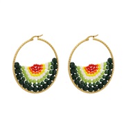( green)Bohemian style series fashion beads earrings pure handmade beads twining color lady ear stud
