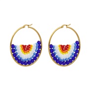 ( blue)Bohemian style series fashion beads earrings pure handmade beads twining color lady ear stud