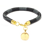 ( black)PU Stripe leather bracelet bronze buckle gold plated Round Mini samll bag