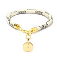( white)PU Stripe leather bracelet bronze buckle gold plated Round Mini samll bag