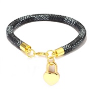 ( black) fashion Stripe bracelet  Mini Peach heart pendant gold plated