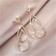 ( Gold)occidental style long style exaggerating earrings woman personality geometry diamond earring all-Purpose high Ear