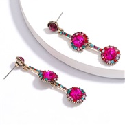 ( Color)earrings multilayer Round Rhinestone diamond long style earring personality occidental style earrings woman temp