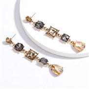 ( Gold)fashionins wind brief all-Purpose geometry Acrylic diamond long style earrings woman occidental style woman
