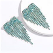 ( blue)exaggerating occidental style wind fashion super Alloy Rhinestone diamond love long style tassel earrings woman c