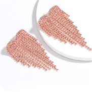 ( Pink)exaggerating occidental style wind fashion super Alloy Rhinestone diamond love long style tassel earrings woman c