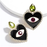 ( green)occidental style exaggerating personality heart-shaped eyes enamel diamond earrings woman temperament ear stud