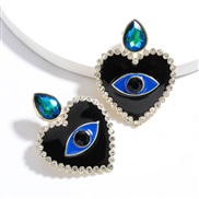 ( blue)occidental style exaggerating personality heart-shaped eyes enamel diamond earrings woman temperament ear stud