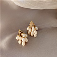 ( Silver needle)silver gold Pearl earrings fashion temperament Korean style earring all-Purpose arring woman