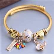 occidental style fashion  Metal all-PurposeD sweet flowers pendant more elements personality bangle