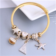 occidental style fashion  Metal all-PurposeD starfish triangle pendant more elements personality bangle