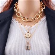 ( Gold)occidental style  brief multilayer woman pendant necklace  personality punk sweater chain