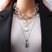 ( Silver)occidental style  brief multilayer woman pendant necklace  personality punk sweater chain