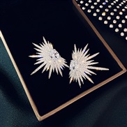 ( Silver needle )silver luxurious high zircon ear stud atmospheric fashion occidental style exaggerating tempe