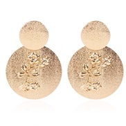 ( Gold)occidental style creative frosting Alloy plum flower Round earrings  retro ear stud arring woman F